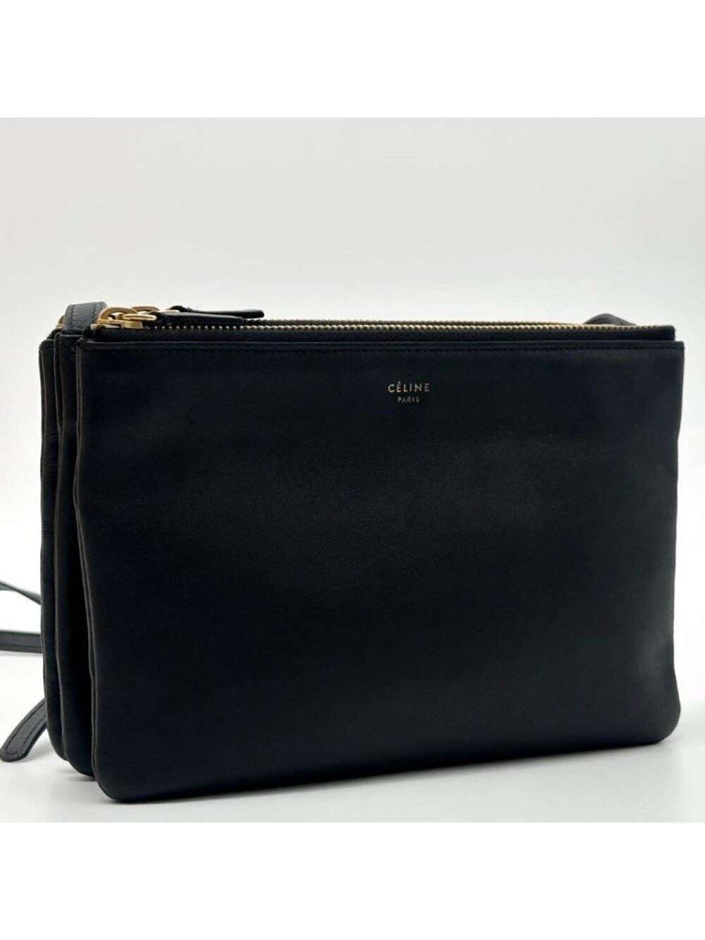 Celine Trio Small Shoulder Bag Pouch Leather Phoebe Philo Era - Picture 2 of 15